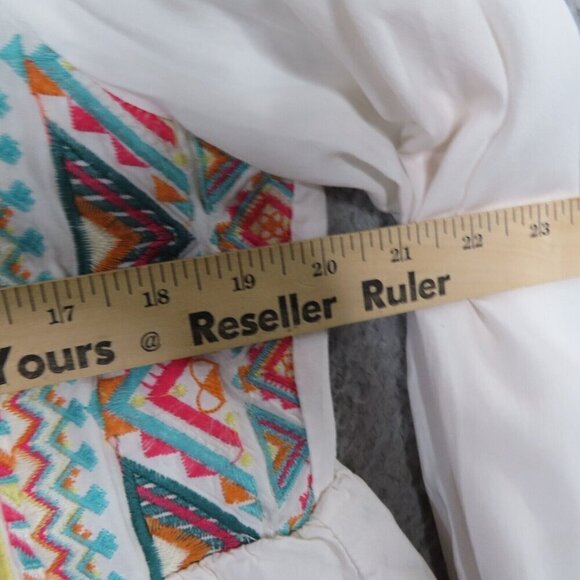 Savanna Jane Top Medium Embroidered Boho Long Sleeve Ruffles Blouse White - Picture 5 of 10